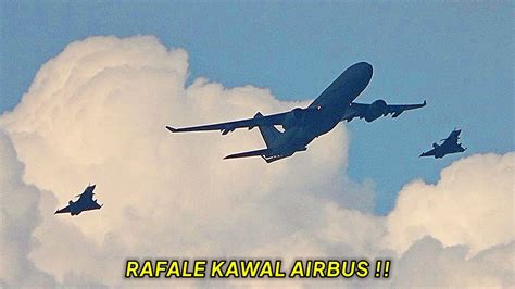 Di Kawal 2 Jet Tempur Rafale Pesawat Tangker A330 243MRTT Landing Ke