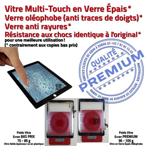 Vitre Tactile iPad AIR A1475 Noir Adhésif Monté Ecran Qualité Verre