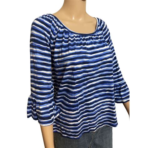 Michael Michael Kors Striped Blue Top Size Depop