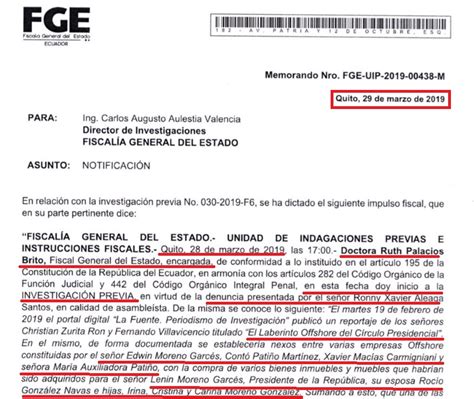 Ronny Alega La Fiscalía de Ecuador abrió indagación fiscal contra