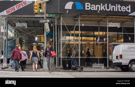 A Branch Of The Florida Based Bankunited Covered With Scaffolding On