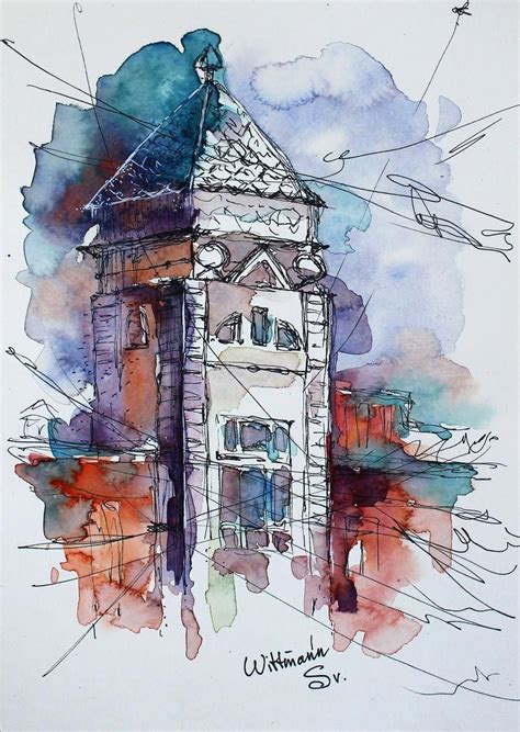 Buy Watercolor Ink Architectu Watercolor By Svetlana Wittmann On