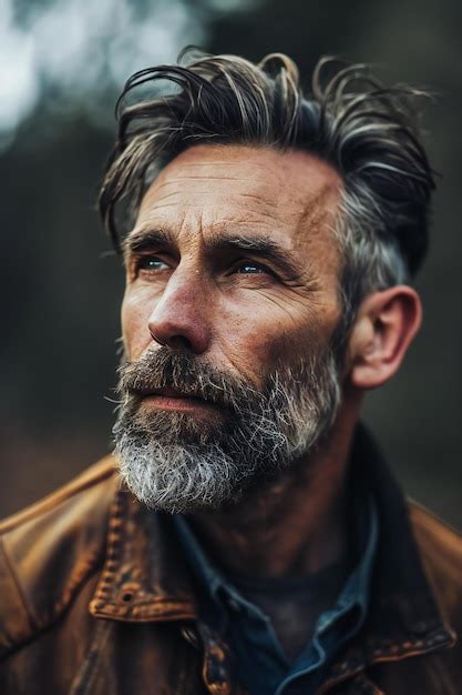 Premium Photo Portrait Of An Old Man With A Gray Beard And Mustache