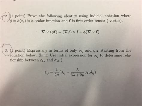 Solved Prove The Following Identity Using Indicial Notation