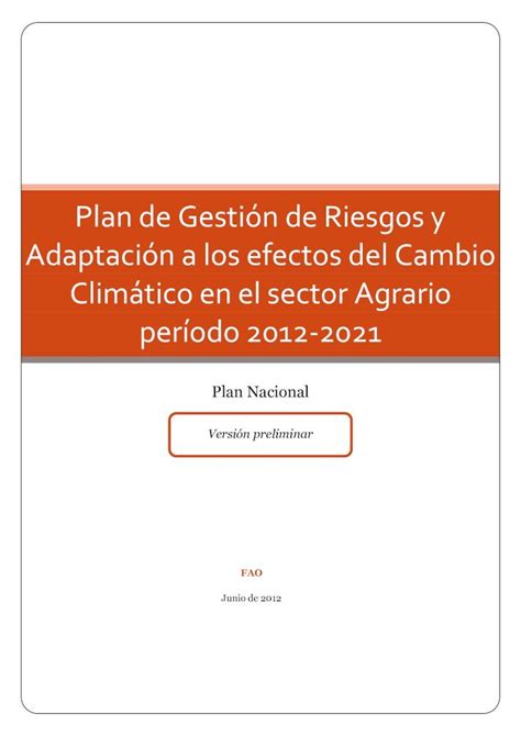 Pdf Plan De Gestión De Riesgos Y Adaptación A Los Efectos Del