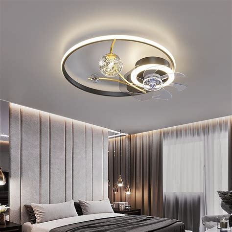 LED Ceiling Fan with Lights Bedroom Decor Ventilator Lamp Acrylic ...