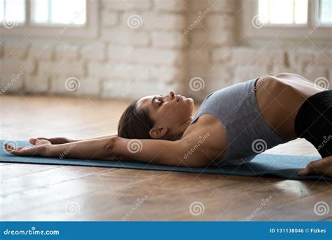 Reclining Hero Pose Supta Virasana Iyengar Yoga Asana Woman Closeup