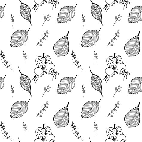 Premium Vector Doodle Vector Berry And Leaves Floral Seamless Pattern