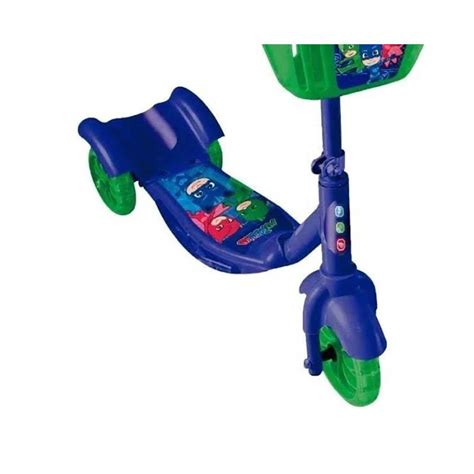 Patinete Regulável 3 Rodas Luz PJ Masks Capacidade 40Kg Multikids