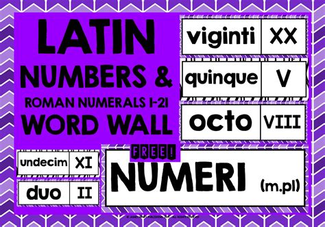 Latin Numbers Roman Numerals Word Wall Freeibe Teaching Resources