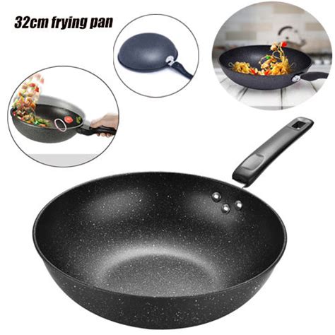 32cm High Quality Non Stick Wok Pan Medical Stone Wok Pan 3 Layers Of