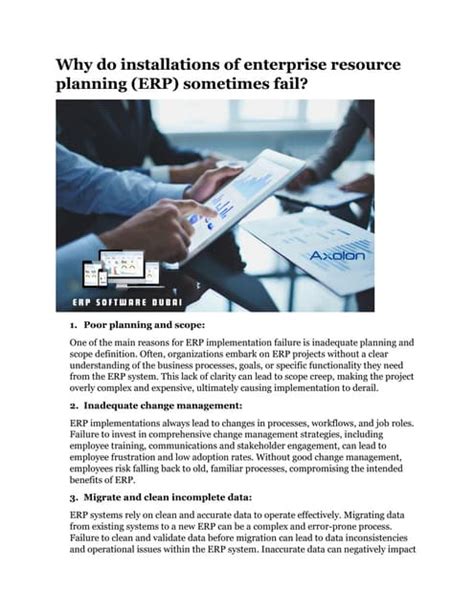 Why Do Installations Of Enterprise Resource Planning Erp Sometimes