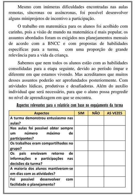 Exemplo De Relatório De Aluno Autismo Educação Infantil BRUNIV