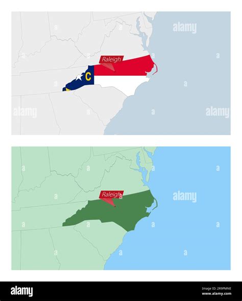 North Carolina Map With Pin Of Country Capital Two Types Of North