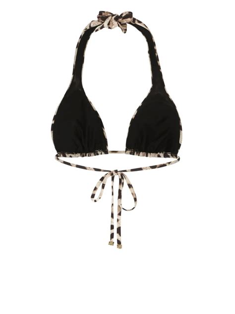 Dolce Gabbana Leopard Print Triangle Bikini Top Neutrals FARFETCH