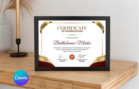 Gold And Maroon Elegant Appreciation Certificates Etsy