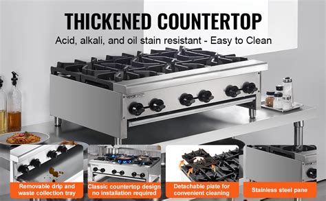 VEVOR Commercial Gas Range Stove 6 Burners Countertop Cooking Hot Plate Kitchen VEVOR US