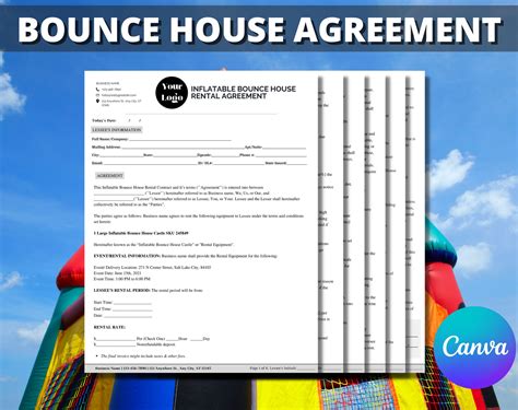 Inflatable Bounce House Rental Agreement Bounce House Rental Contract Liability Waiver