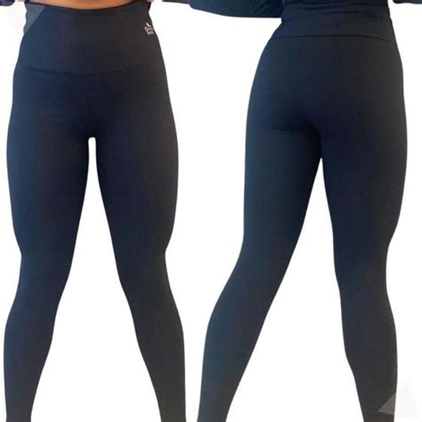 Calça Legging Feminina Preta Básica Modeladora Fitness Suplex Cós Duplo