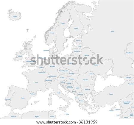 Grey Europe Map Countries Stock Vector (Royalty Free) 36131959 ...