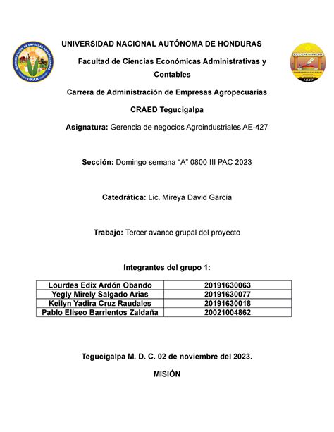 Tercer Avance Del Proyecto Grupo Universidad Nacional Aut Noma De