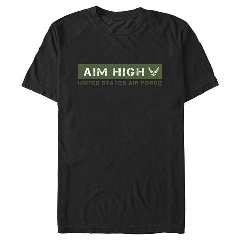 Men S United States Air Force Aim High Green Logo Graphic Tee Black Medium