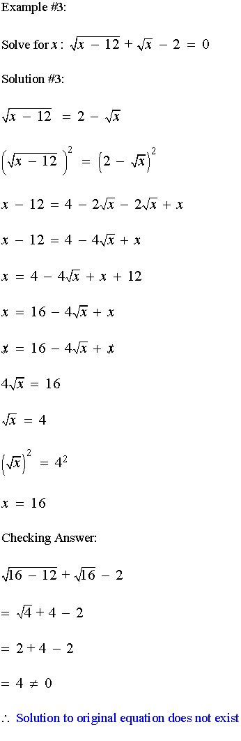 Equations Containing Radicals