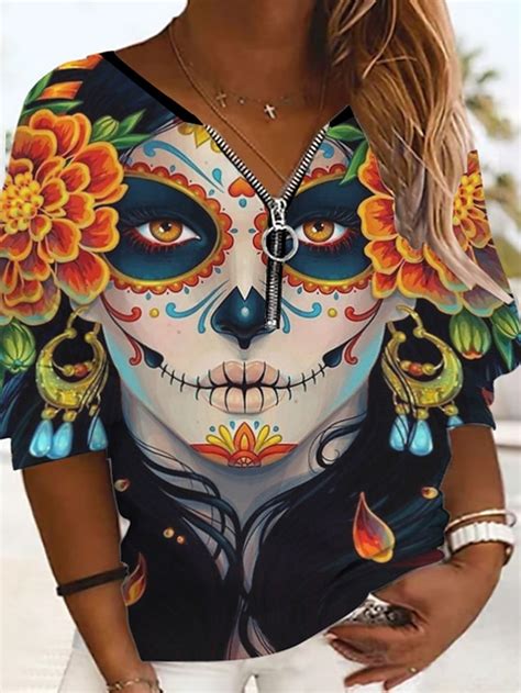 Womens Halloween Shirt Pullover Sweatshirt Hoodie Sweatshirt Skull Cat