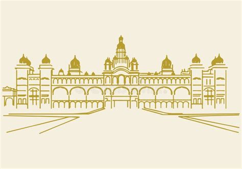 Sketch of Mysore Palace or Amba Vilas Palace Outline Editable Vector ...