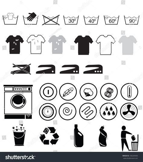 Icon Set Of Laundry Symbols Vector Illustration 196269500 Shutterstock