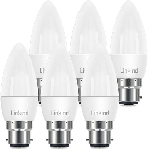 Linkind B22 Led Light Bulb Bayonet Cap 7w B35 Candle Bulbs 60w