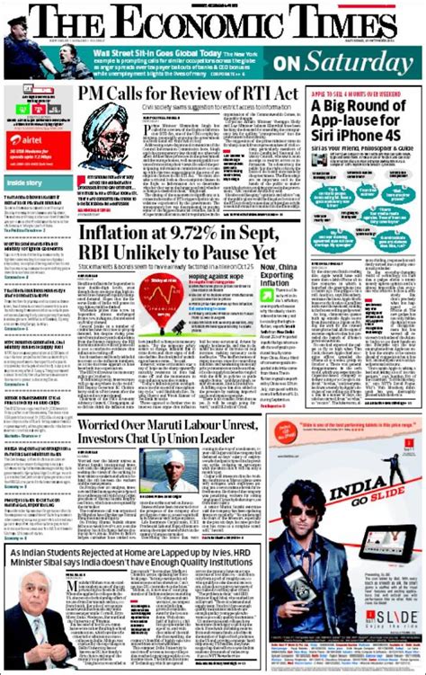 Newspaper The Economic Times India Newspapers In India Saturdays