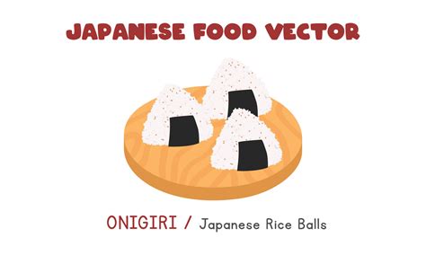 Japanese Onigiri Japanese Rice Balls Flat Vector Design Illustration