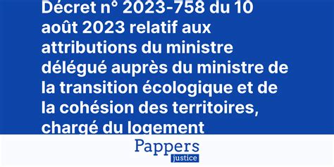 Décret n 2023 758 du 10 août 2023 relatif aux attributions du ministre