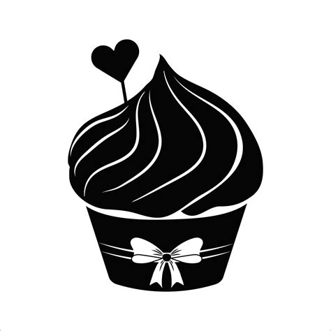 Cupcake Silhouette Line Art Object Advertising Clip Art Isolated On