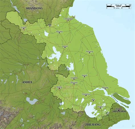 Blue Green Atlas Free Relief Map Of China Jiangsu