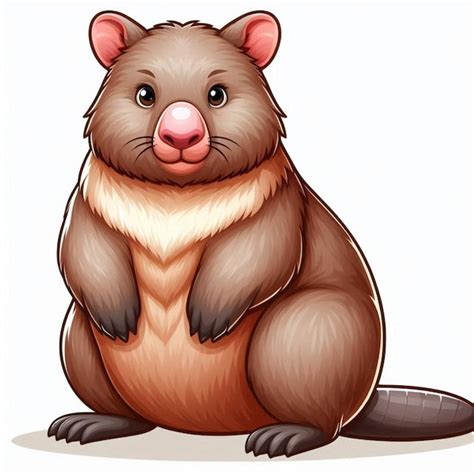 Cute Wombat Vector Cartoon Illustration White Background Premium Ai Generated Vector