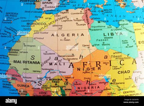 map  north africa showing algeria  mali countries   globe
