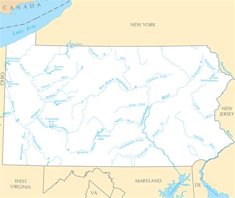 map of rivers in pennsylvania