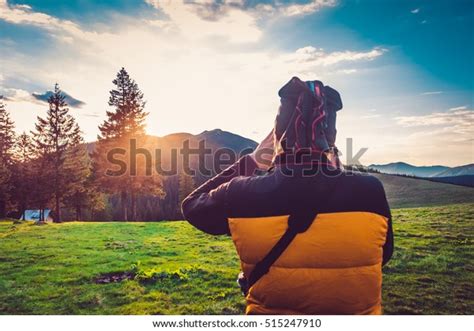 Nature Photographer Tourist Camera Taking Photo Stock Photo 515247910