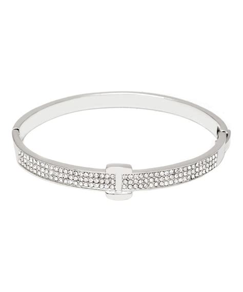 This Crystal And Silver Belt Bangle Made With Swarovski Elements By