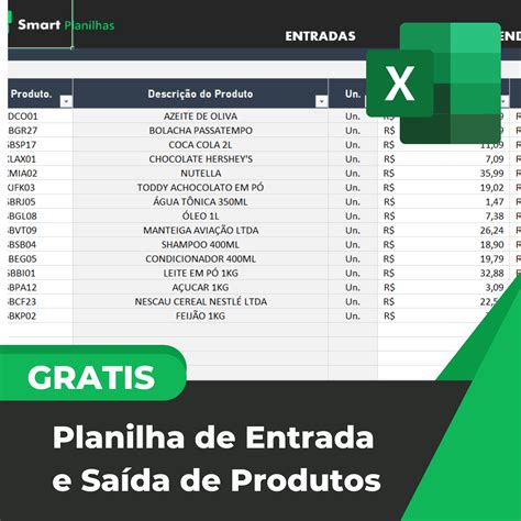 Planilha De Entrada E Sa Da De Produtos Smart Planilhas