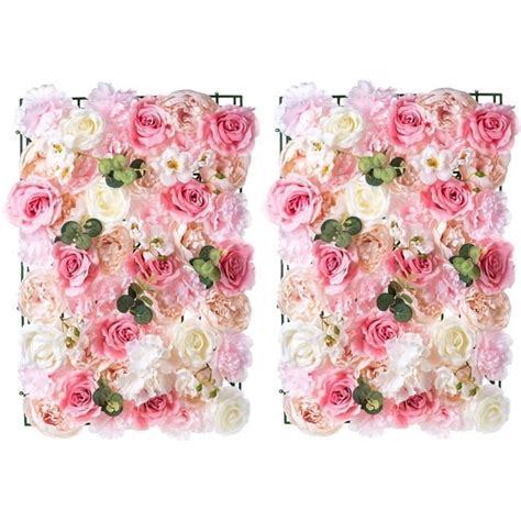 Pi Ces Panneau Mural Fleurs Cm X Cm Blanc Rose Faux Roses Fleur