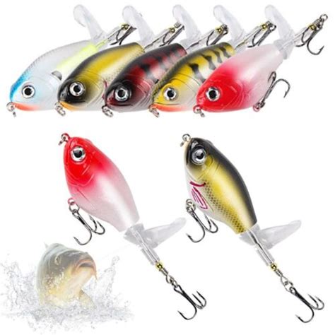 2 Segment Topwater Rotating Tail Fish Bait Fishing Lure VMC Hooks