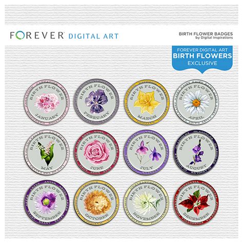 Birth Flower Badges | Digital Art