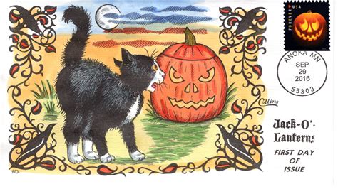 I5604 Jack O Lanterns Black Cat — Collins First Day Covers