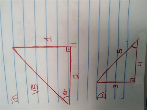 Em cada caso calcule o seno o cosseno e o tangente do ângulo agudo