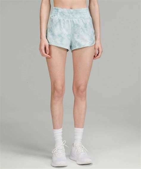 Lululemon Hotty Hot High Rise Lined Short Diamond Dye White Sheer Blue Silver Blue