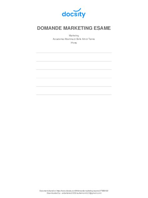 Domande e risposte multiple per esame di marketing (ESAME MARKETING