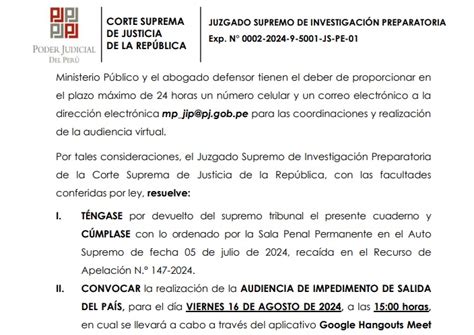 Patricia Benavides Poder Judicial evaluará pedido de impedimento de